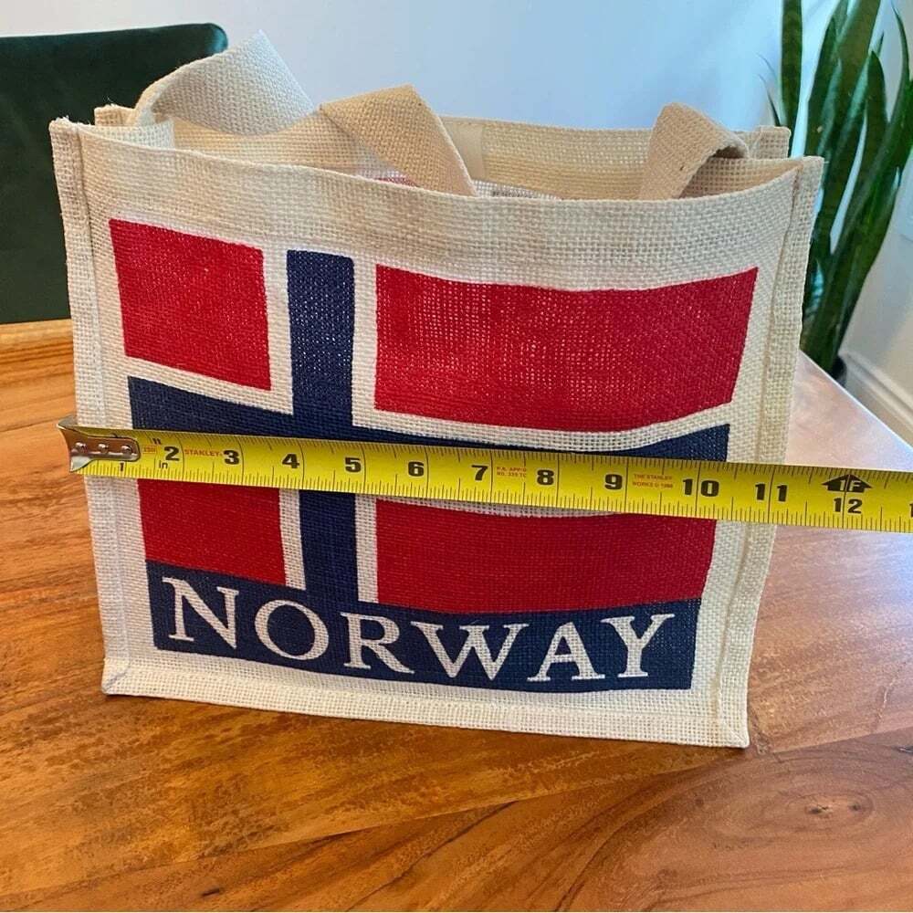 Norway ๐ณ๐ด Woven Burlap Tote Bag - Picture 12 of 15